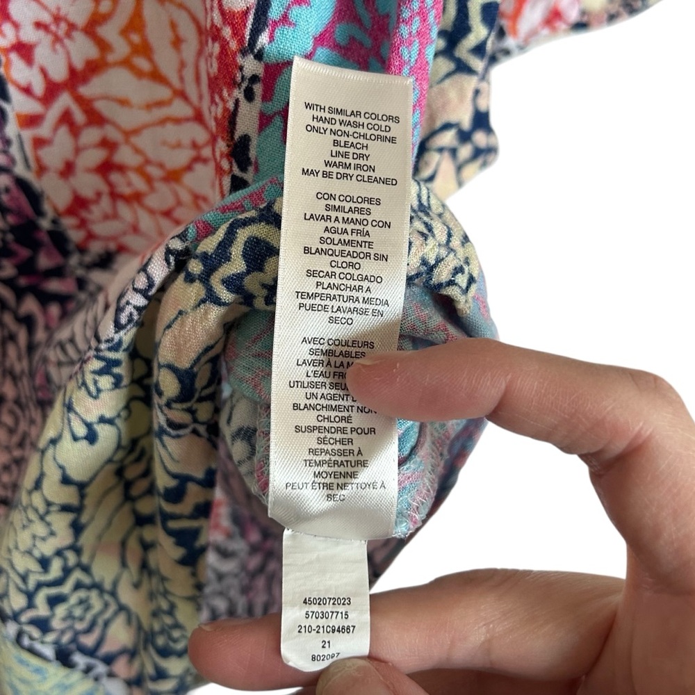 Chico’s Multi Colored Patchwork Short Bell sleeve… - image 10